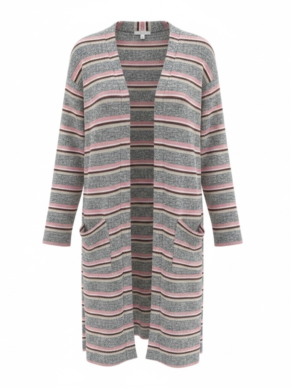 Allison Joy striped duster cardigan heathered, open-front size M